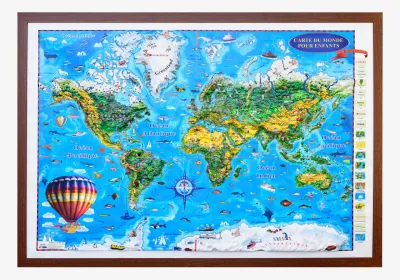 Carte du monde pour enfants (projection en 3D), 1000x700mm