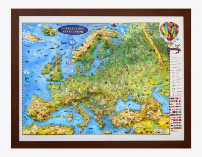 Harta Europei pentru copii (proiecţie 3D), 600x470mm