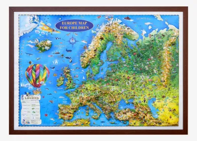 Europe map for children (3D projection), 604x470mm