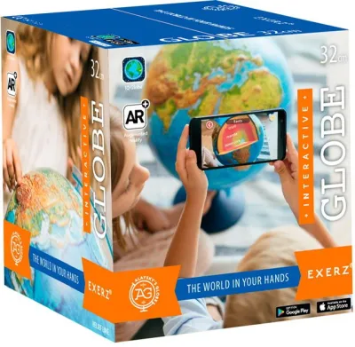 Glob geografic interactiv cu elemente VR/AR, iluminat, in relief (25 cm)