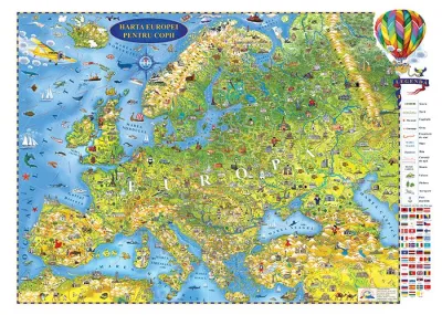 Harta Europei pentru copii (2000x1400mm), fara sipci