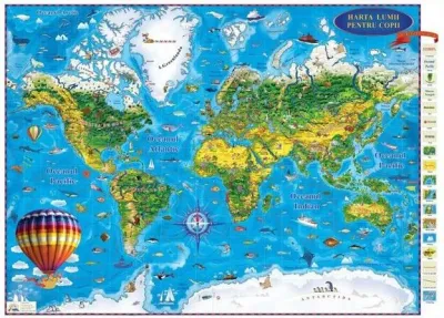Harta lumii pentru  copii ( proiectie Mercator, 3500x2400mm) 