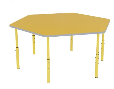 Masa reglabila HEXAGON  pentru gradinite  (galbena,1180x1040x460-580mm)