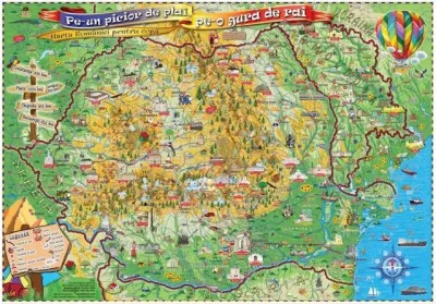 Pe-un picior de plai, pe-o gura de rai, 700x500mm (harta Romaniei pentru copi), fara sipci