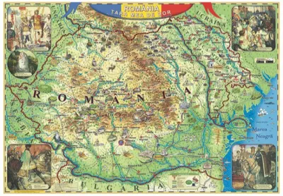 Romania - tara mea de dor (harta interactiva cu recunoastere vizuala), 1000x700mm 