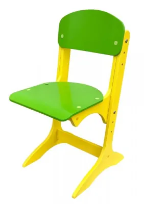 Scaun  reglabil ANTON  pentru gradinita (sezut/spatar verde, structura galbena H=26/300/340mm)