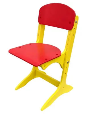 Scaun  reglabil ANTON  pentru gradinita (sezut/spatar rosu, structura galbena H=26/300/340mm)