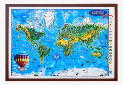 Weltkarte fur kinder (Reliefkarte 3D-Format), 1400x1000mm