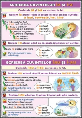 Ortografierea grupurilor: i-a / ia şi i-au/iau  \ Scrierea cuvintelor care conţin grupurile oa/ua/uă/ia/ea/ie (DUO)