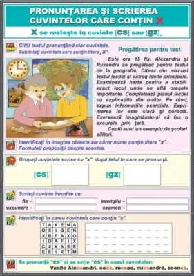Pronunţarea şi scrierea cuvintelor care conţin  x \ Părţile principale de propoziţie. Propoziţia simplă (DUO)