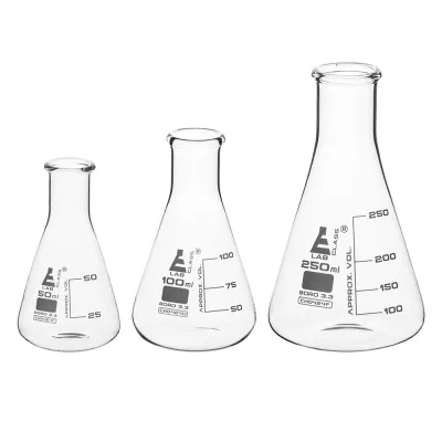 Set sticlărie 3 pahare Erlenmeyer 50, 100, 250 ml