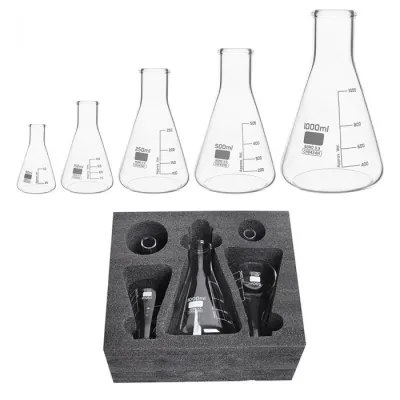 Set sticlarie 5 pahare Erlenmeyer 50,150,250,500,1000ml