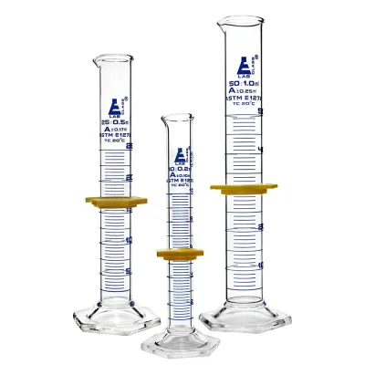 Set sticlărie 3 cilindri gradați 10, 25, 50ml