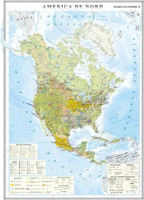 America de Nord. Harta economica 1000x1400 mm