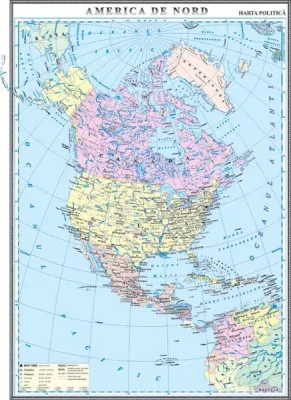 America de Nord. Harta politica 1000x1400 mm