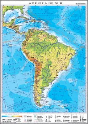 America de Sud. Harta fizica 1000x1400 mm