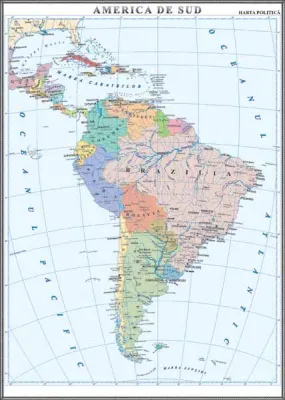 America de Sud. Harta politica 1000x1400 mm