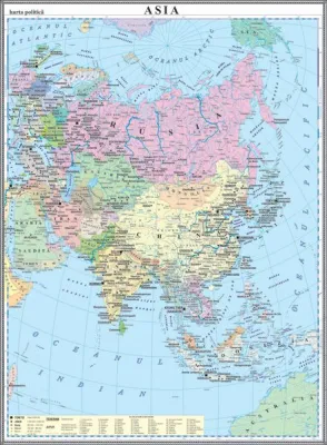 Asia. Harta politica 1000x14000 mm