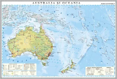 Australia si Oceania. Harta economica 1400x1000 mm