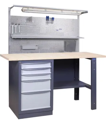 Banc de lucru, blat placaj multristat (1200x620xh1800 mm), cu dulap lateral
