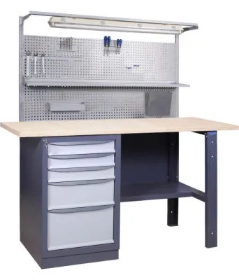 Banc de lucru, blat placaj multristat (1800x620xh1800 mm), cu dulap lateral