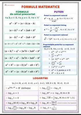 Formule matematice (700x1000mm, cu sipci)
