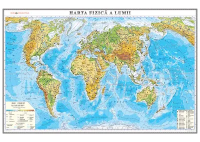 Harta fizica a lumii (700x500mm), fara sipci