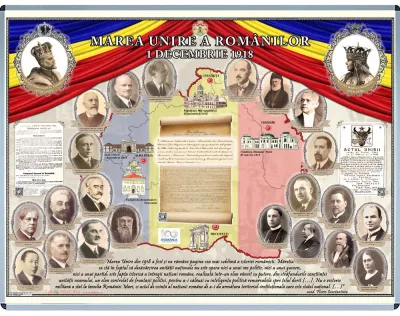 Marea Unirea a Romanilor de la 1918 (panou interactiv  1600x1200mm, cu rama, pentru afisaj stradal) 