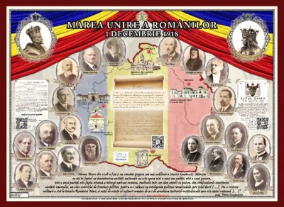 Marea Unirea a Românilor de la 1918 (panou aniversar, 1400x1000mm, cu ramă) 