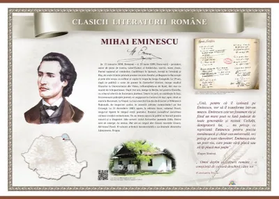 Mihai Eminescu (1850-1889) (plansa, 1400x1000mm, cu sipci)