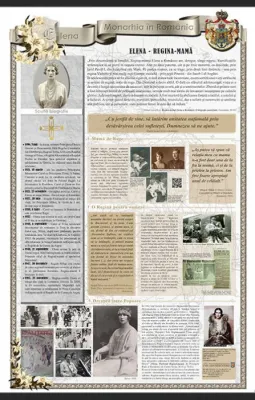 Monarhia în România. Regina-mamă Elena (plansă interactivă 700x1000mm, cu șipci)