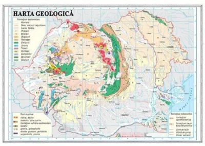 Romania.Harta geologica  (1000x700 mm), fara sipci
