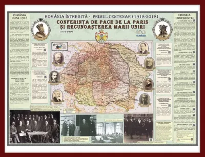 Romania Intregita - Primul Centenar.  Conferinta Internationala de Pace de la Paris si recunoasterea Marii Uniri (panou interactiv 1400x1000mm, cu rama)