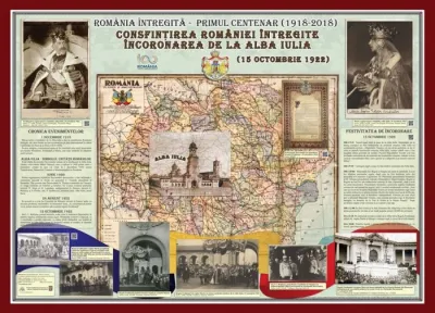 Romania Intregita - Primul Centenar.  Incoronarea de la Alba-Iulia si consfintirea Marii Uniri  (panou interactiv 1400x1000mm, cu rama)