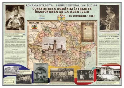 Romania Intregita - Primul Centenar. Incoronarea de la Alba-Iulia si consifntirea Marii Uniri (plansa 1000x700mm)