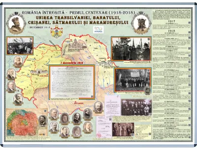 România Întregită - Primul Centenar. Unirea Transilvaniei, Banatului, Crișanei, Sătmarului și Maramureșului   (panou interactiv 1600x1200mm, cu ramă, pentru afișaj stradal). 