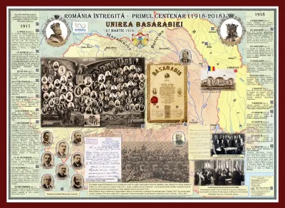 România Întregită - Primul Centenar. Unirea Basarabiei (panou  interactiv 1400x1000 mm, cu ramă)