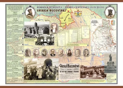 Romania Intregita-Primul Centenar. Unirea Bucovinei (plansa 1400x1000mm), cu sipci