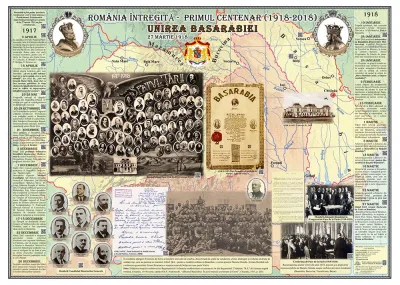 Romania Intregita-Primul Centenar. Unirea Basarabiei (plansa 1000x700mm)