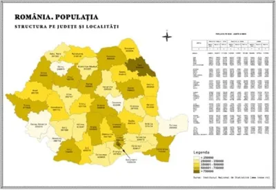 Romania.Populatia (1000x700 mm), fara sipci