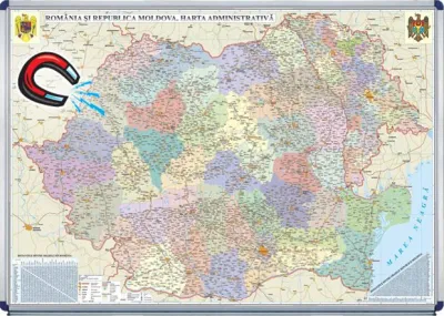 România şi Republica Moldova. Harta administrativă (1000x700mm)