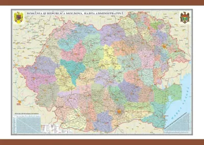 România şi Republica Moldova. Harta administrativă (700x500 mm)