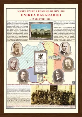 Unirea Basarabiei cu România la 1918 (panou 700x1000 mm, cu ramă)