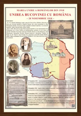 Unirea Bucovinei cu România la 1918 (panou 700x1000mm, cu ramă)