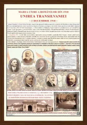 Unirea Transilvaniei cu România la 1918  (panou 700x1000mm, cu ramă)