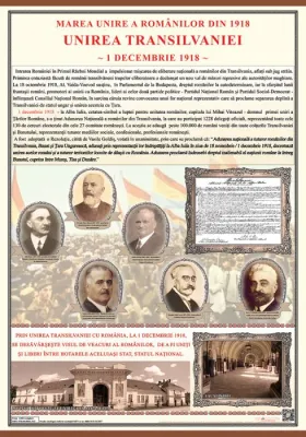 Unirea Transilvaniei cu Romania la 1918 (plansa, 700x1000mm, cu sipci)