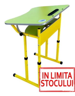 Banca scolara model 90177VG, inaltime si unghi de inclinare reglabile teava patrata)