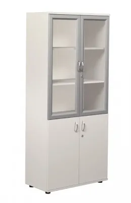 Dulap biblioteca cu 2 usi pline si 2 usi cu sticla (802x403x1816mm)