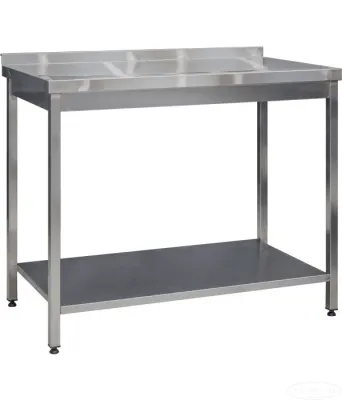 Masa inox cu rebord si polita 1200x600xh850mm