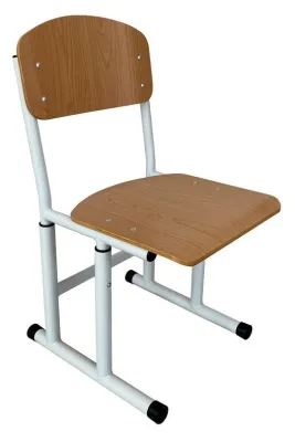 Scaun scolar, cu inaltimea reglabila (300-420mm), culoare natur, structura rotunda verde